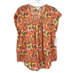 Liz Claiborne Coral Paisley Blouse Top New